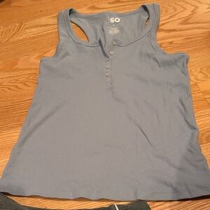 SO Women's Light Blue Buttoned Tank Top